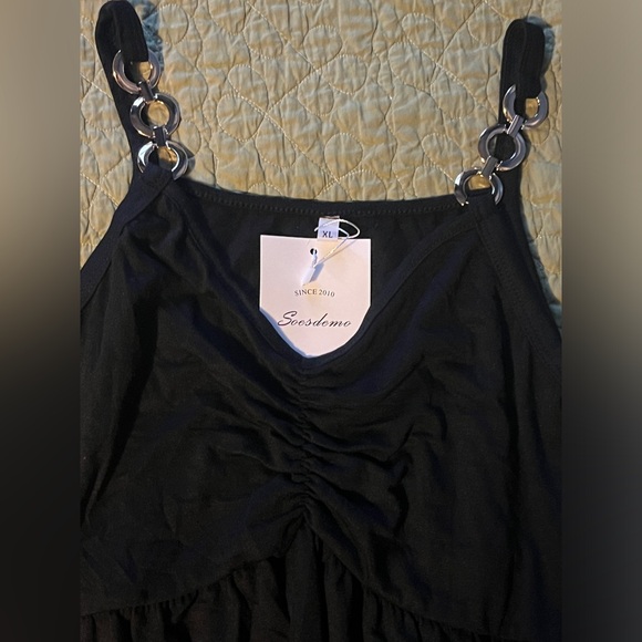 Soesdemo Boho Sleeveless V Neck Spaghetti Strap A Line Sundress w/ Pockets - Picture 10 of 16